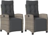 Vidaxl Poltrona Da Giardino Con Poggiapiedi 2 Pz. Regolabile In Poly Rattan Grigio