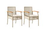 Vidaxl Sedie Da Giardino Con Cuscino 2 Pz. Legno Di Acacia Beige In Poly Rattan