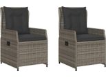 Vidaxl Poltrona Da Giardino 2 Pz. Regolabile In Poly Rattan Grigio