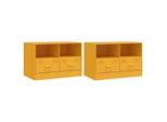 Mobili Tv 2 Pezzi Giallo Senape 67X39X44 Cm Acciaio