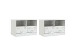 Mobili Tv 2 Pz. Bianco 67X39X44 Cm Acciaio