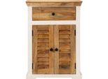 Vidaxl Credenza Bianca E Marrone 55X30X73 Cm In Legno Massiccio Di Mango