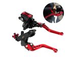 1 Coppia 7/8" (22 Mm) Universale Moto Freno Frizione Cilindro Maestro Serbatoio Leva Rosso"