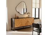 Credenza A 3 Ante Con Decoro Melaminico 160 Cm Rovere E Nero - Oviala Marceau