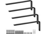 Staffa Per Scaffale 410 X 155 X 35 Mm - 4 Pezzi - Robusti Supporti Per Scaffali Galleggianti - Staffe Per Scaffali - Staffa A L Di 10 Mm Di Spessore In Nero Opaco - Staffa Per Scaffale In Acciaio Con Portata Di 72,6 Kg