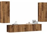 Vidaxl Mobili Tv A Parete 4 Pz. Materiale A Base Di Legno Di Recupero