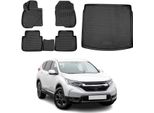 Set Tappetini E Fodera Bagagliaio Per Honda CR-V 2016-2025 In Gomma Tpe Nero 5X