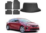 Set Tappetini E Fodera Bagagliaio Per Kia Ceed Hatchback 2018-2025 Gomma 5X
