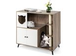 Costway Armadio Per Gatti 100X51X91 Cm Con 5 Gambe Di Supporto In Metallo, Tiragraffi, Ingresso, Grotta, Tronco In Sisal E Lettiera, Armadio Per Gatti, Lettiera