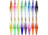 Inf 8 Pezzi 16 Colori Penne A Doppia Linea Per Contorni - Marcatori Glitterati Metallici