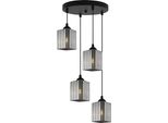 Lampada A Sospensione Riffle Nera A 4 Luci Con Paralumi A Cubo Color Grafite E27 Ow - Lampada A Sospensione Moderna Per Un'illuminazione D'interni Di Stile