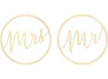 Segno Mr E Mrs 38Cm In Legno Decorativo Pendente Set Di 2 Naturale