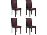 Set Di 4 Sedie Per Sala Da Pranzo Sedia Da Cucina Littau ~ Pelle Finta, Nero-Rosso, Gambe Scure