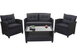 Set Xxl In Poly Rattan HWC-F10, Gruppo Da Balcone/Giardino/Lounge, Divano Poltrona Con Cuscini Spun Poly ~ Antracite