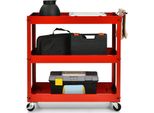 Costway Carrello Da Cucina In Metallo, Carrello Di Servizio Carrello Multiuso Con 3 Livelli Di Spazio Di Archiviazione E Maniglia, Carrello Da Officina Scaffale A Nicchia Su Rotelle, Carrello Di Trasporto Per Magazzino Garage Ufficio (Rosso)