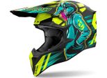 Casco Motocross Airoh Wraaap Cyber, Giallo/Blu, Xl (61/62)