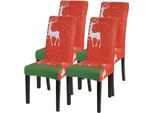 Set Di 4 Coprisedie Natalizie, Coprisedie Elastiche Rimovibili E Lavabili Per Sedie Da Pranzo, Sedia Elastica Con Banda Elastica Per Sala Da Pranzo (Alce Di Natale)