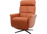 Poltrona Relax HWC-L10, Poltrona Tv Di Design Poltrona Tv Reclinabile, Funzione Reclinabile Girevole, Pelle Intera ~ Terracotta-Marrone