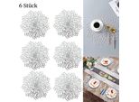 6 Tovagliette, Tovagliette Lavabili, Resistenti Al Calore E Antiscivolo, Ideali Per Cucina, Feste, Matrimoni Ecc, Argento, 38 Cm, Rotonde, 6 Pezzi