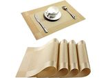 Tovagliette (6 Pezzi) Tovagliette Di Natale Tovagliette In Pvc Antiscivolo Resistente Al Calore Lavabile Tovagliette Di Natale, Oro, Rettangolari, 6