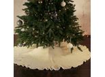 Coperta Per Albero 122Cm Gonna Per Albero Di Natale, Coperta Per Albero Di Natale Tappeto Per Albero Di Natale Decorazione Per Albero Di Natale, Bianco, Poliestere