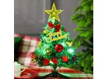 Mini Albero Di Natale, Led 11.8Inch Mini Albero Di Natale Con, Mini Abete Per Tavolo, Albero Di Natale In Miniatura, Albero Di Natale Artificiale, 80% Cloruro Di Polivinile, A