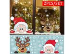 Set Di 2 Adesivi Natalizi Per Finestre Adesivi Natalizi Per Finestre， Babbo Natale + Alce
