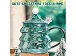 Tazza Di Vetro Con Albero Di Natale Creativo Con Coperchio Tazza Di Caffè A Doppio Strato Trasparente Tazza Di Latte Caffè Regalo Di Natale Tazze Con Scatola, D, 1 Pezzo
