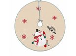 100 Cm Gonna Per Albero Di Natale Fiocco Di Neve Copripiedi Albero Di Natale Tappeto Base Decorazione Natalizia, Pupazzo Di Neve, Finto Lino
