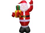 1,5 M Natale Gonfiabile Babbo Natale Decorazione All'aperto Per Cortile, Resistente Alle Intemperie Festa Decorazione Per Giardino Prato, Rosso, Poliestere