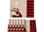 Tovagliette Natalizie 33X45Cm Tovagliette Natalizie Vacanza Tovagliette Natalizie Cucina Festa Decorazione, Fiocco Di Neve, Rettangolo, 6 Pezzi
