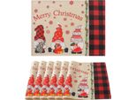 Tovagliette Natalizie Tovagliette Resistenti Al Calore Tovagliette Di Babbo Natale Tovagliette Per Tavolo Da Pranzo Di Casa Ristorante, 45X34Cm, Babbo Natale, Rettangolo, 6 Pezzi