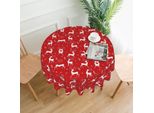 Tovaglia Decorazione Natalizia Per Sala Da Pranzo Tovaglia Lavabile Per Cucina, Rossa, 150 Cm, Rotonda