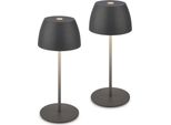 2X Mini Led Lampada Da Tavolo Senza Fili Accu Lampada IP44 Dimmerabile Touch Antracite