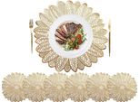 6 Pezzi Tovagliette Girasole, Resistenti Al Calore, Vinile Pressato, Tovagliette, Antiscivolo, Tovagliette Rotonde Per La Decorazione Della Casa, Accento Di Nozze, Oro, 39CM, 6