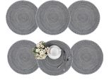 Tovaglietta Da Pranzo In Cotone Intrecciato Antiscivolo Tappetino Da Tavolo Per Caffè Pads Caldo Tovaglietta Resistente Al Calore Per Casa Natale Matrimonio Decor, Grigio 38Cm 6 Pezzi,