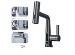 Rubinetto Da Lavabo, Design Estraibile, Display Della Temperatura, Grigio Canna Di Fucile