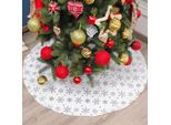 90CM White Snowflake Christmas Tree Skirt Faux Fur Rug Per Happy New Year Home Decor Xmas Tree Apron