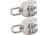 2Pcs Doppia Carrucola In Acciaio Inox M25 Blocco Di Carrucola 150Kg Cuscinetto Puleggia Girevole Rullo Ruota