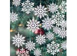 36Pcs Plastica Fiocco Di Neve Ornamenti Di Natale Inverno Decorazioni Appendere Fiocco Di Neve Decorazioni Per L'albero Di Natale Winter Wonderland, Bianco