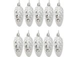 10Pcs Glitter Albero Di Natale Ornamenti Albero Di Natale Coni Di Natale Baubles Per La Decorazione Dell'albero Di Natale, Argento
