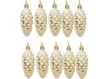 10Pcs Glitter Albero Di Natale Ornamenti Albero Di Natale Coni Di Natale Baubles Per La Decorazione Dell'albero Di Natale, Oro