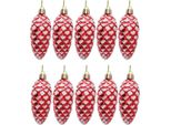 10Pcs Glitter Albero Di Natale Ornamenti Albero Di Natale Coni Di Natale Baubles Per La Decorazione Dell'albero Di Natale, Rosso