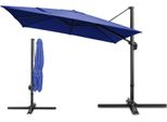 Ombrellone Da Giardino, Rotazione A 360°, Angolo Regolabile, Blu Navy