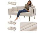 Lvhom Divano Letto Pieghevole Con Funzione Letto, Divano Letto A 2 Posti Con Porta Usb E Porta Cellulare, Divano Letto Con Tasca Laterale, Divano Imbottito Con Schienale A 3 Scomparti, Beige