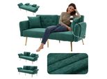 Lvhom Divano Letto Pieghevole Con Funzione Letto, Divano Letto A 2 Posti Con Porta Usb E Porta Cellulare, Divano Letto Con Tasca Laterale, Divano Imbottito Con Schienale A 3 Scomparti, Verde