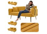Lvhom Divano Letto Pieghevole Con Funzione Letto, Divano Letto A 2 Posti Con Porta Usb E Porta Cellulare, Divano Letto Con Tasca Laterale, Divano Imbottito Con Schienale A 3 Scomparti, Giallo