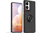 Custodia Per Motorola Moto G85 Traslucida Opaca In Tpu Con Supporto Ad Anello E Supporto Nero Rosso