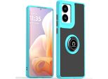 Custodia Per Motorola Moto G85 Traslucida Opaca In Tpu Con Supporto Ad Anello E Supporto Blu