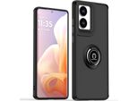 Custodia Per Motorola Moto G85 Traslucida Opaca In Tpu Con Supporto Ad Anello E Supporto Nero